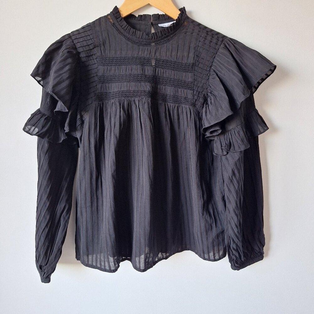 TOPSHOP Black High Neck Prairie Top